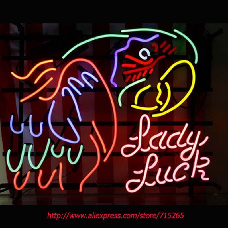 Custom Lady Luck Parrot Neon Sign Real Neon Light Custom Neon Signs